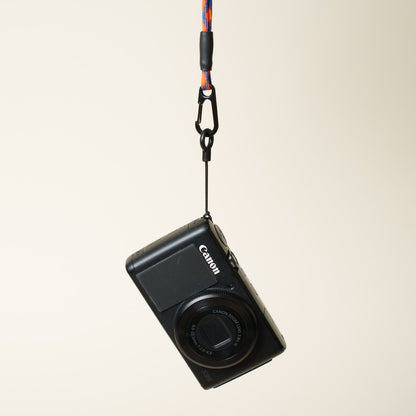 Blue & Orange Paracord Camera Strap, 38" Lanyard or 16" Wrist