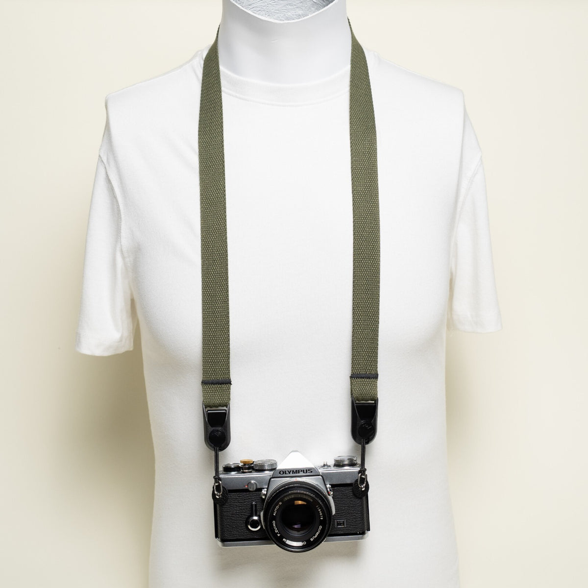 Cotton Camera Neck Strap 40" x 1", Navy Blue, Khaki or Olive Green + Peak Design Anchors