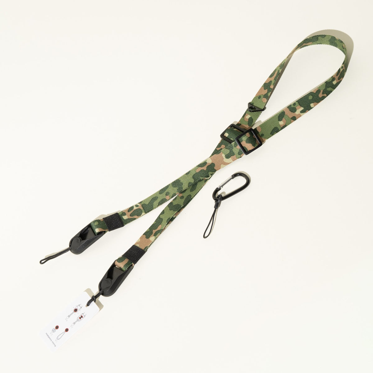 Green Camo Dual Adjustable Camera Strap 35-50", Accessory Mount + Peak Design Anchors