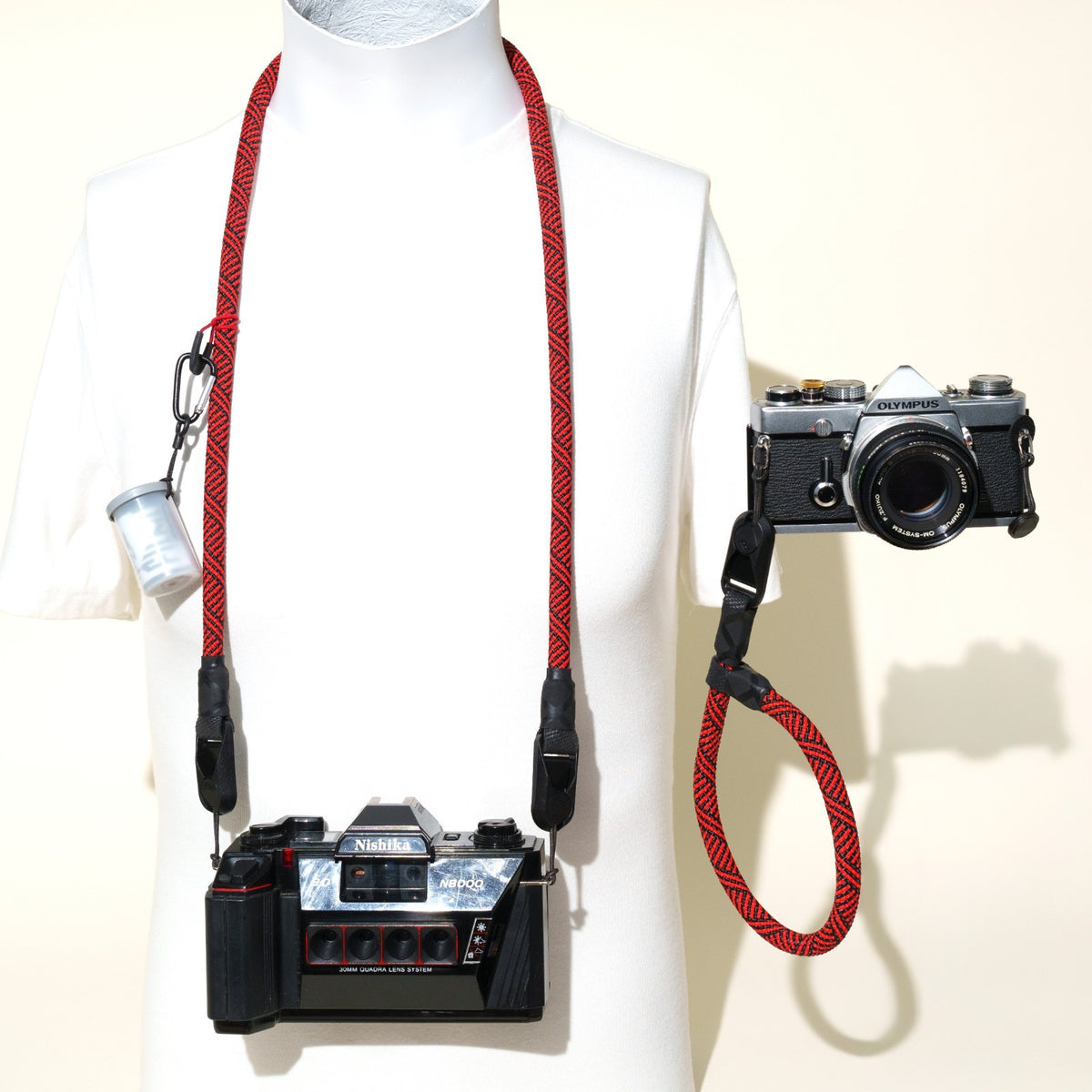 Red & Black Climbing Rope Camera Strap, Neck 40" or Wrist 14" + Peak Design Anchors