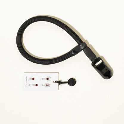 Black Climbing Rope Camera Wrist Strap 16", 10mm + Peak Design Anchor