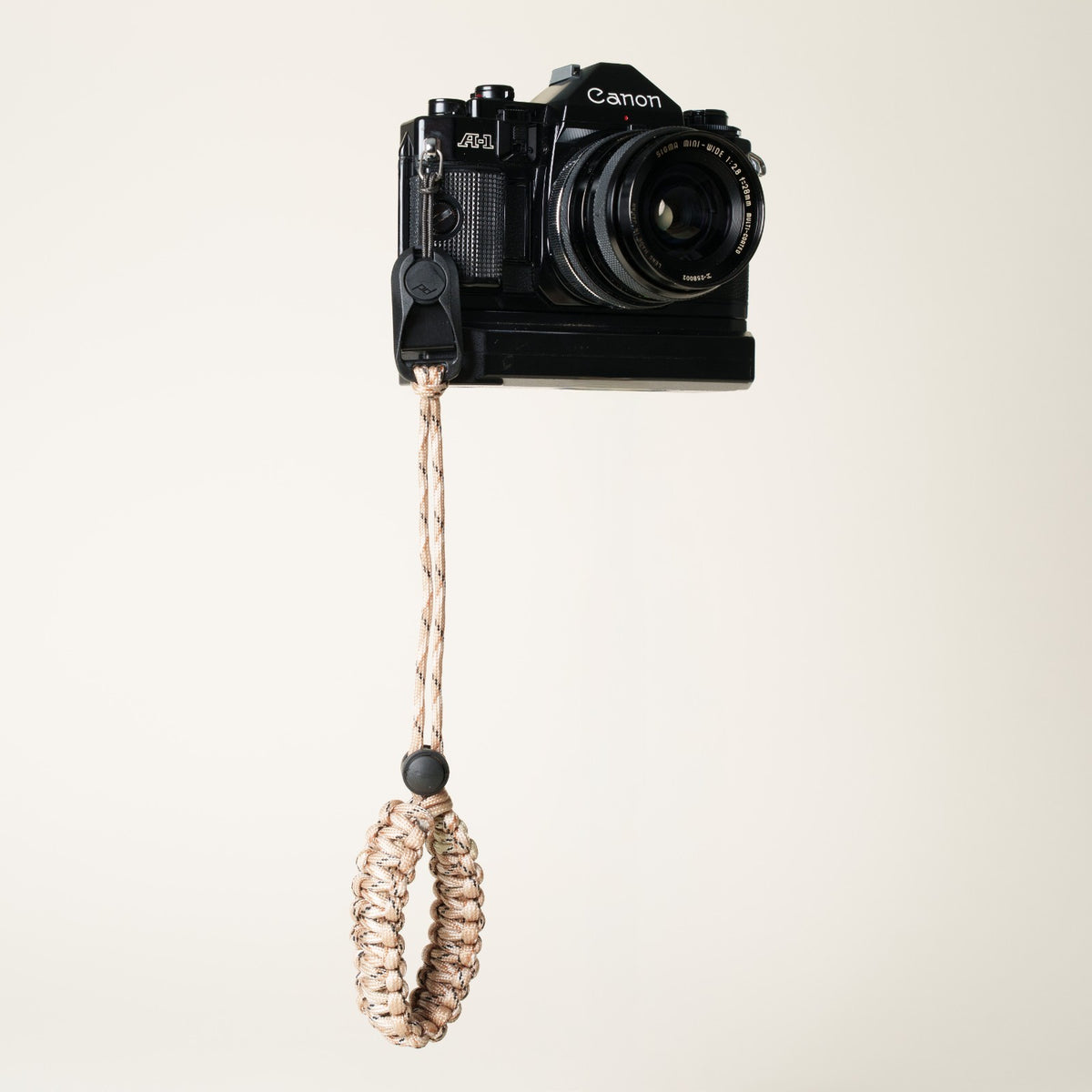 Camo Paracord Camera Wrist Strap, Adjustable, Tan or Green + Peak Design Anchor
