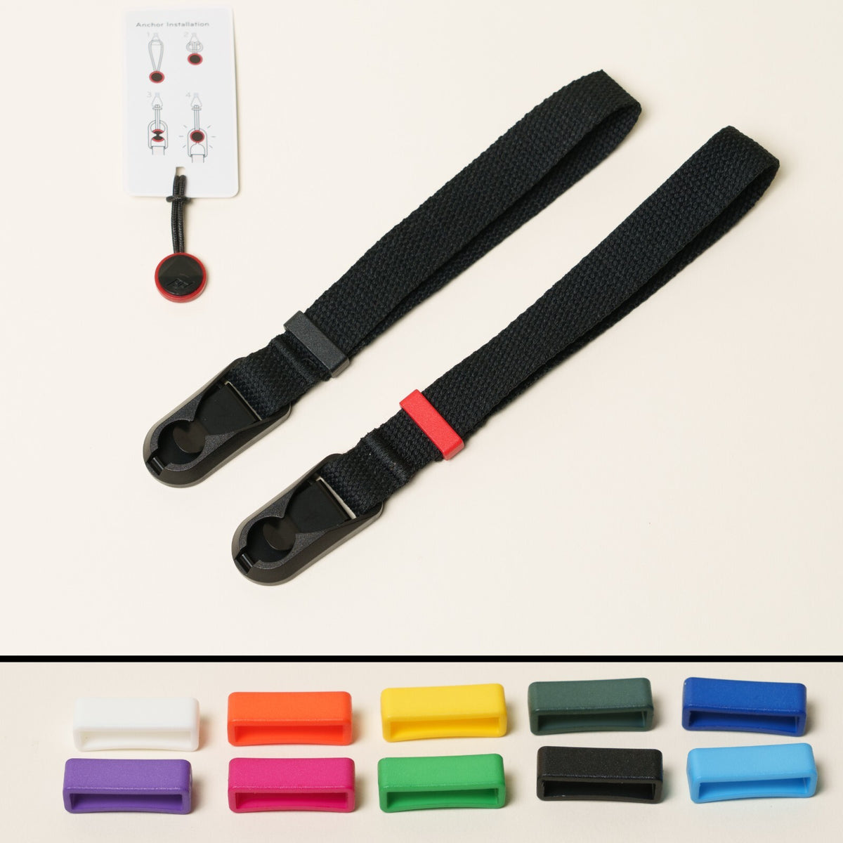 Black Cotton Canvas Camera Wrist Strap 16" + Peak Design Anchor