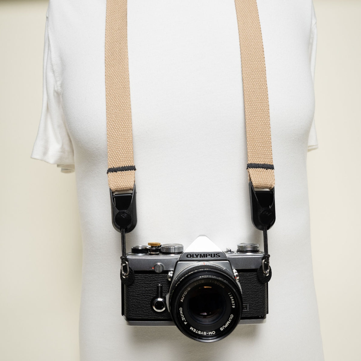 Cotton Camera Neck Strap 40" x 1", Navy Blue, Khaki or Olive Green + Peak Design Anchors