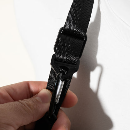 All-Black Nylon Camera Strap 1.25", Adjustable 32-58" + Peak Design Anchors