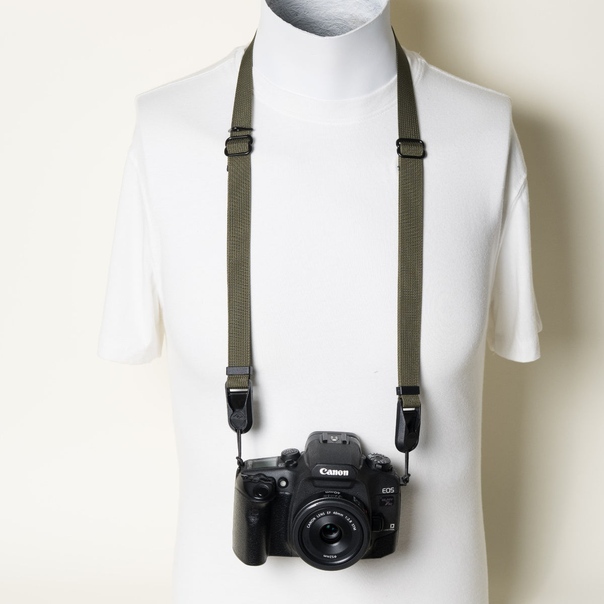 Army Green Dual Adjustable Camera Strap 30-52", Accessory Ring + Peak Design Anchors