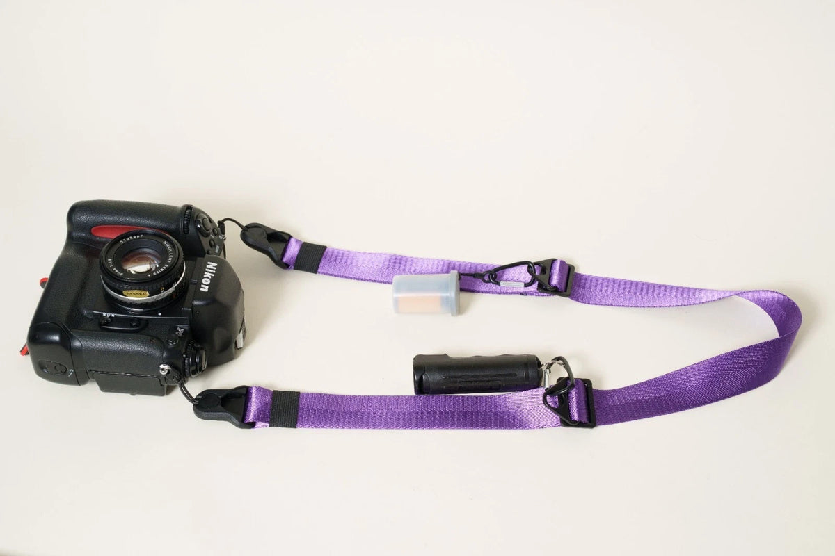Premium Dual Adjustable Camera Strap 32-50", Tangerine or Purple + Peak Design Anchors