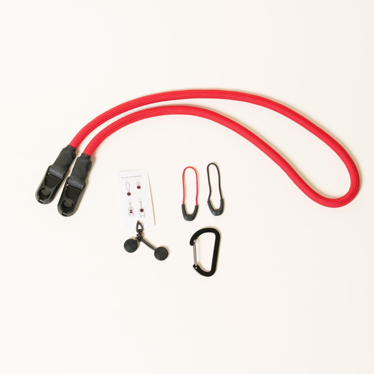 Red Climbing Rope Camera Neck Strap, 10mm, with Accessory Loops + Peak Design Anchors
