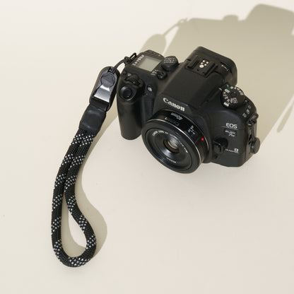 Black Reflective Rope Camera Strap, Neck 40", Wrist or Combo + Peak Design Anchors