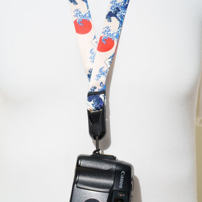 Japanese Print Camera Lanyard, Great Wave, Dragon or Anime, 1" x 38" + Peak Design Anchor