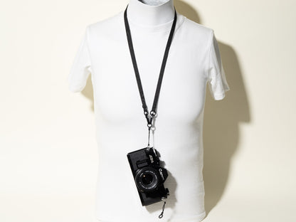 Slim Black Street Camera Strap, Adjustable 32-50", Swivel Clasp Quick Release