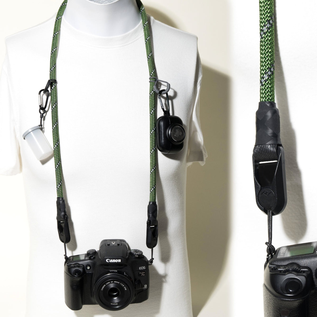 Green Climbing Rope Camera Strap 42" with Loop Mounts + Peak Design Anchors