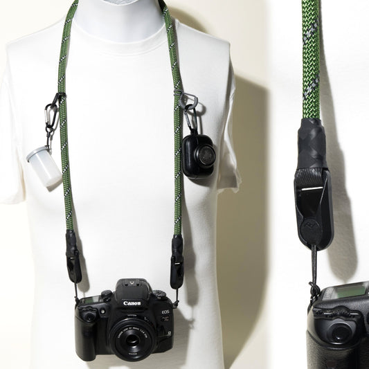 Green Climbing Rope Camera Strap 42" with Loop Mounts + Peak Design Anchors