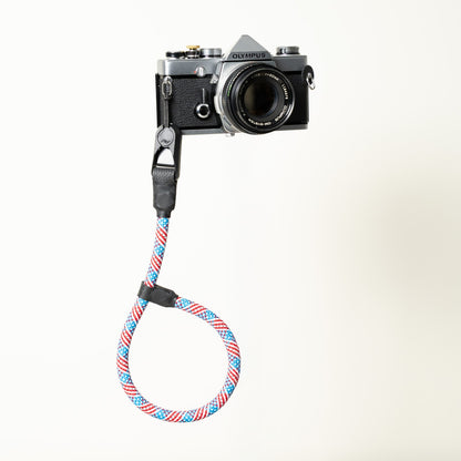 Red, White & Blue Climbing Rope Camera Strap, Neck 40" or Wrist 16"