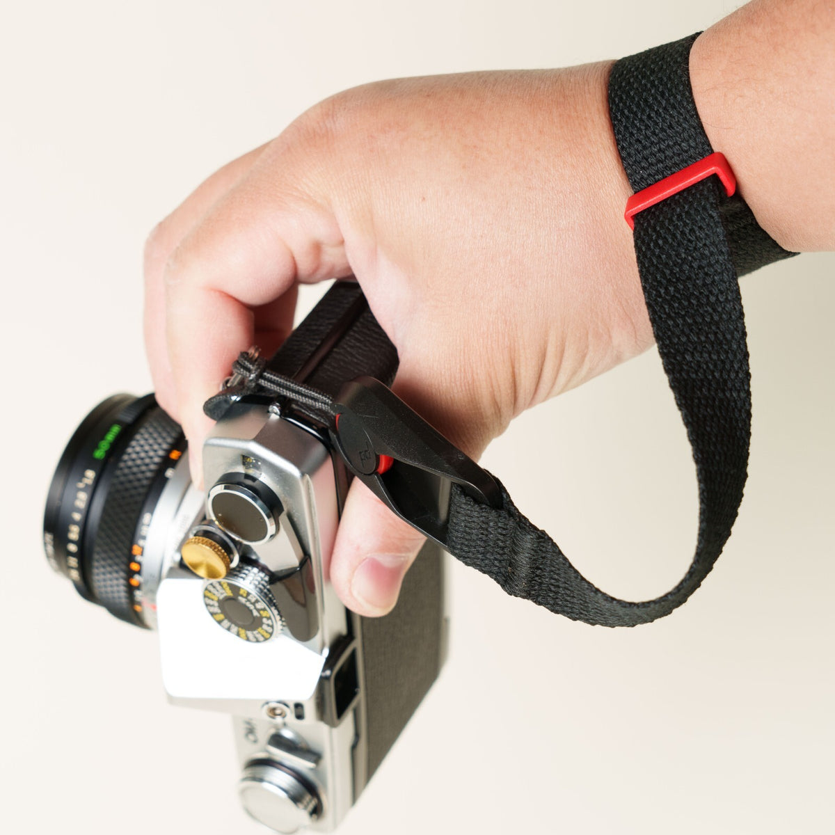 Black Cotton Canvas Camera Wrist Strap 16" + Peak Design Anchor