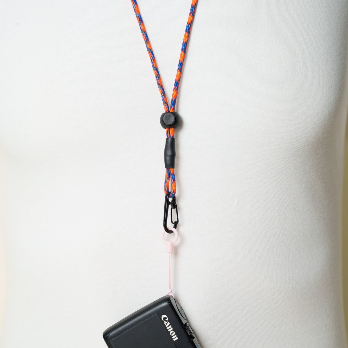 Blue & Orange Paracord Camera Strap, 38" Lanyard or 16" Wrist