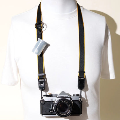 Black & Gold Stripe Camera Strap, Adjustable 22-40" + Peak Design Anchors