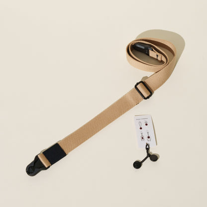 Khaki Tan Heavy Duty Cotton Camera Strap 1.25", Adjustable + Peak Design Anchors