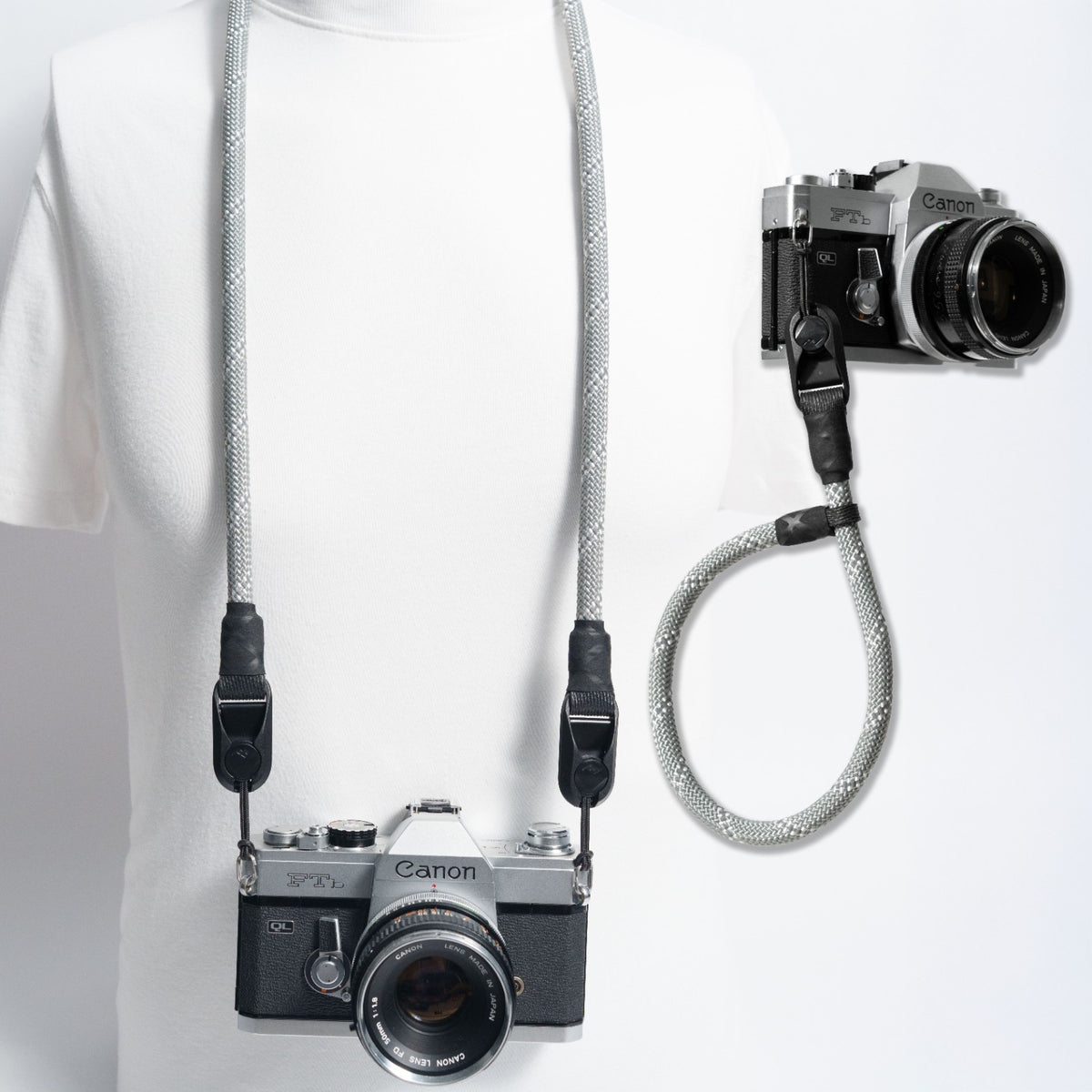 Grey Climbing Rope Camera Strap 42", Neck or Wrist + Peak Design Anchors