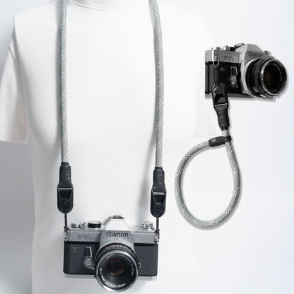 Grey Climbing Rope Camera Strap 42", Neck or Wrist + Peak Design Anchors