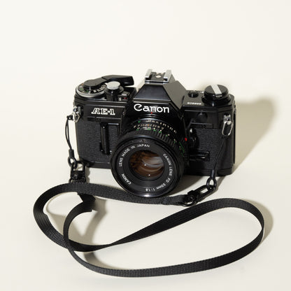 Slim Black Nylon Camera Neck Strap 32", Swivel Clasp Quick Release