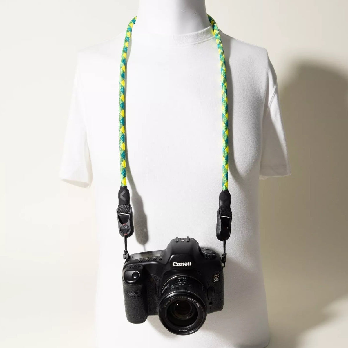 Green & Yellow Rope Camera Strap, 2-Point or Single-Point + Peak Design Anchors