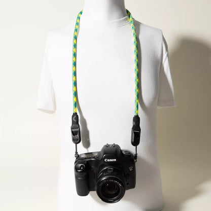 Green & Yellow Rope Camera Strap, 2-Point or Single-Point + Peak Design Anchors