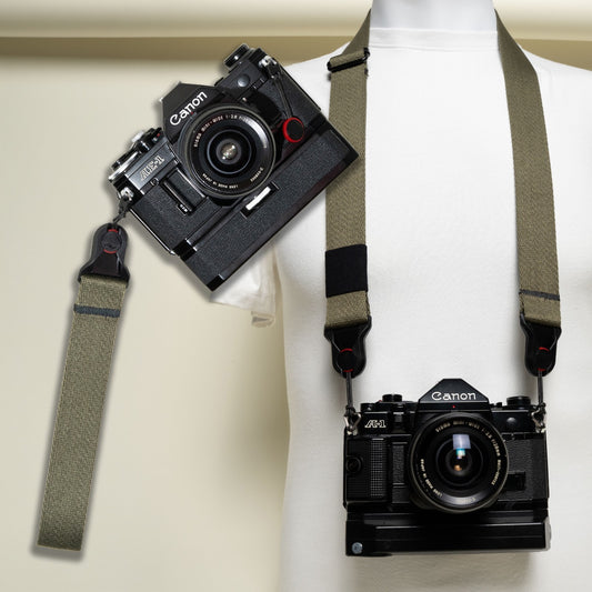Olive Green Heavy Duty Cotton Camera Strap, 1.25" Neck, Wrist or Combo