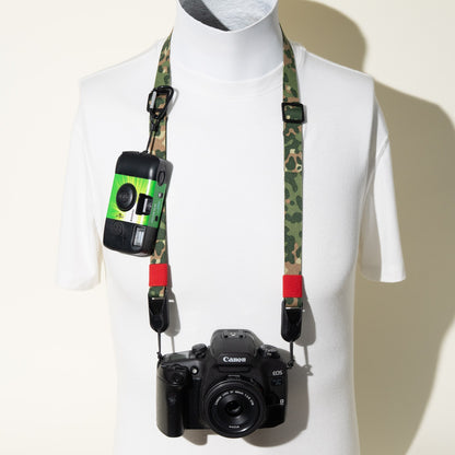 Green Camo Camera Strap, Neck, Wrist or Combo + Peak Design Anchors