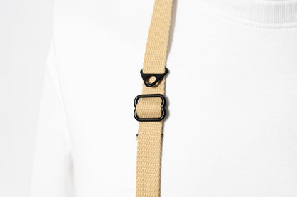 Slim Khaki Cotton Camera Strap, Adjustable 32-54" + Black Peak Design Anchors