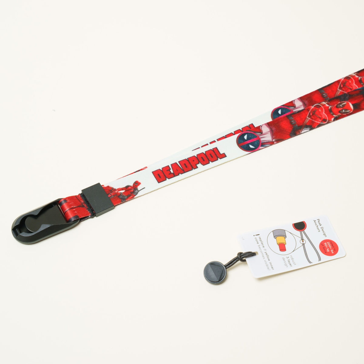 Superhero Print Camera Lanyard, Spider-Man or Deadpool, 1" x 38" + Peak Design Anchor