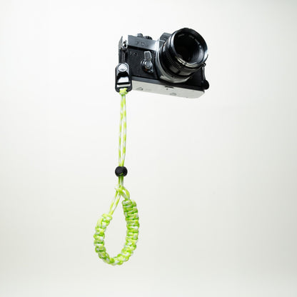 Lime Green & White Paracord Camera Wrist Strap, Adjustable + Peak Design Anchor