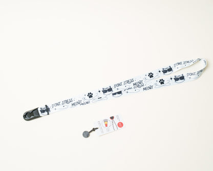 "Don't Stress Meowt" Cat Camera Lanyard, 1" x 38" + Peak Design Anchor
