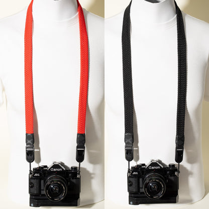 Flat Braid Paracord Camera Strap 44", Red or Black + Peak Design Anchors