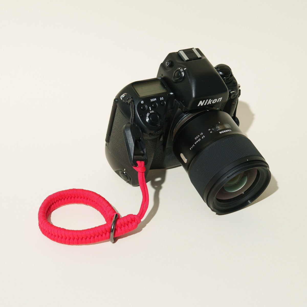 Red Braided Nylon Rope Camera Wrist Strap 14", Adjustable + Peak Design Anchor
