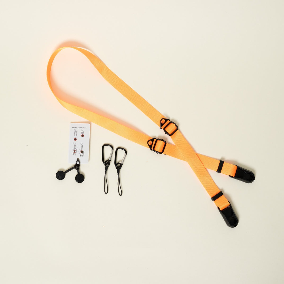 Orange Nylon Camera Strap, Dual Adjustable 26-50" or Wrist + Peak Design Anchors