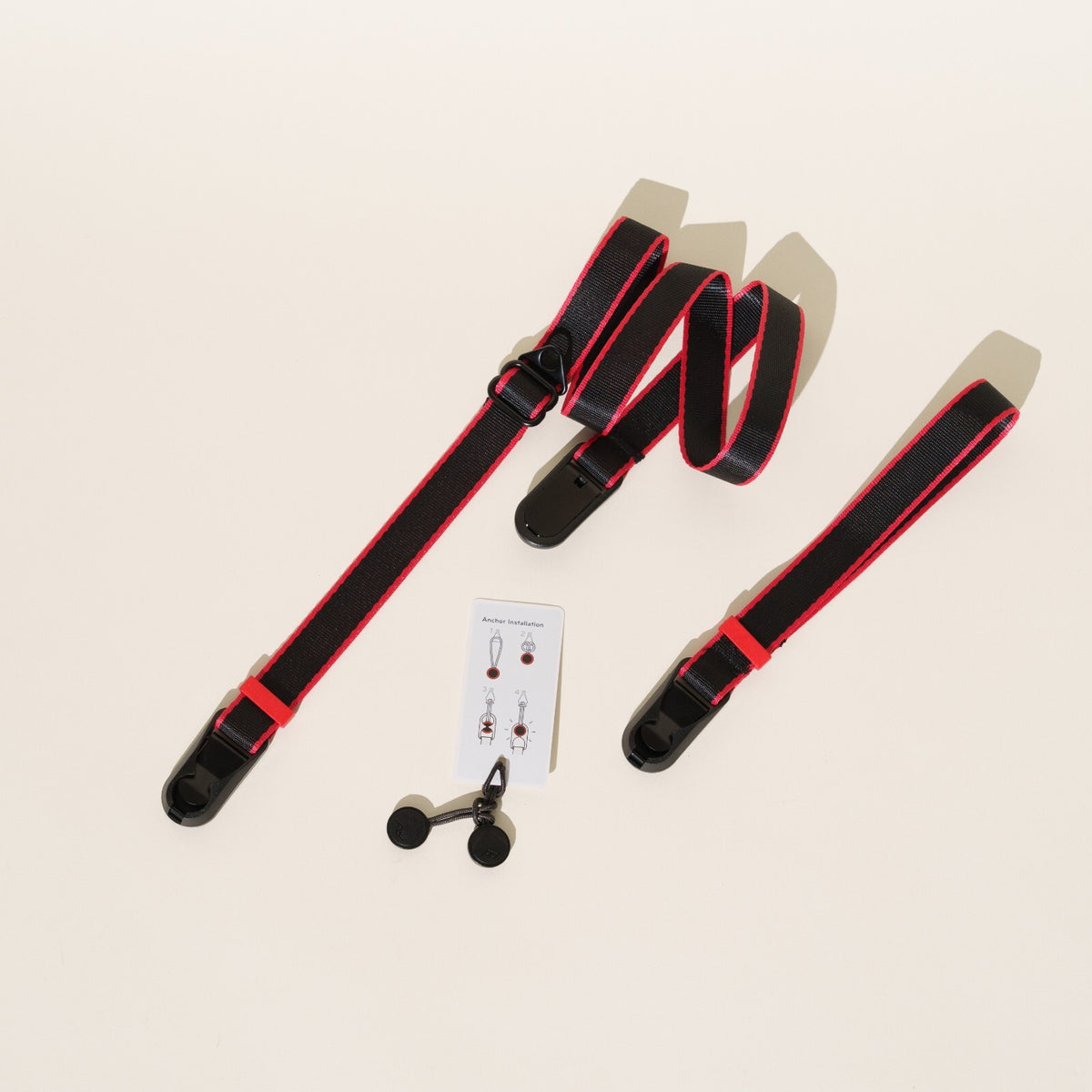 Black & Red Stripe Camera Strap Combo, Neck 22-40" + Wrist Strap