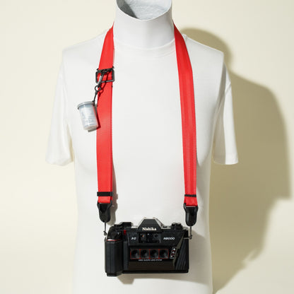 Blue, Red or Silver Nylon Camera Strap, 1.25" Wide 32-50" or Wrist + Peak Design Anchors