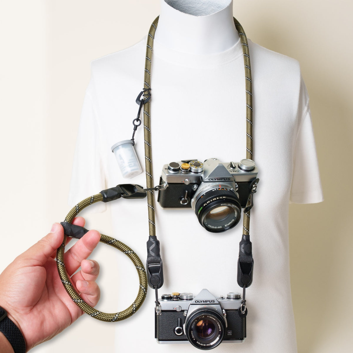 Green Climbing Rope Camera Strap 40", Neck or Wrist + Peak Design Anchors