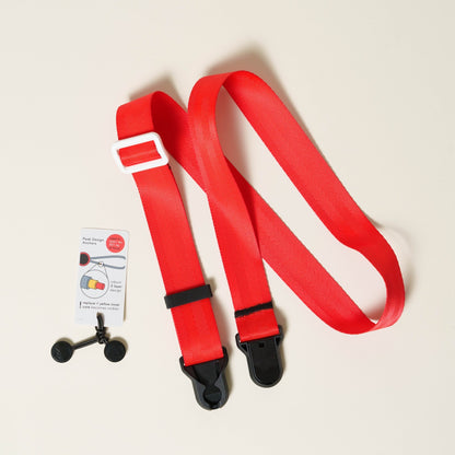Red Nylon Camera Strap 1.25", Adjustable 32-56", D-Ring + Peak Design Anchors