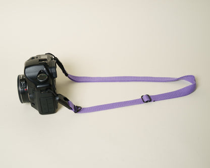 Purple Cotton Camera Strap, Adjustable Neck 30-50" or Wrist + Peak Design Anchors