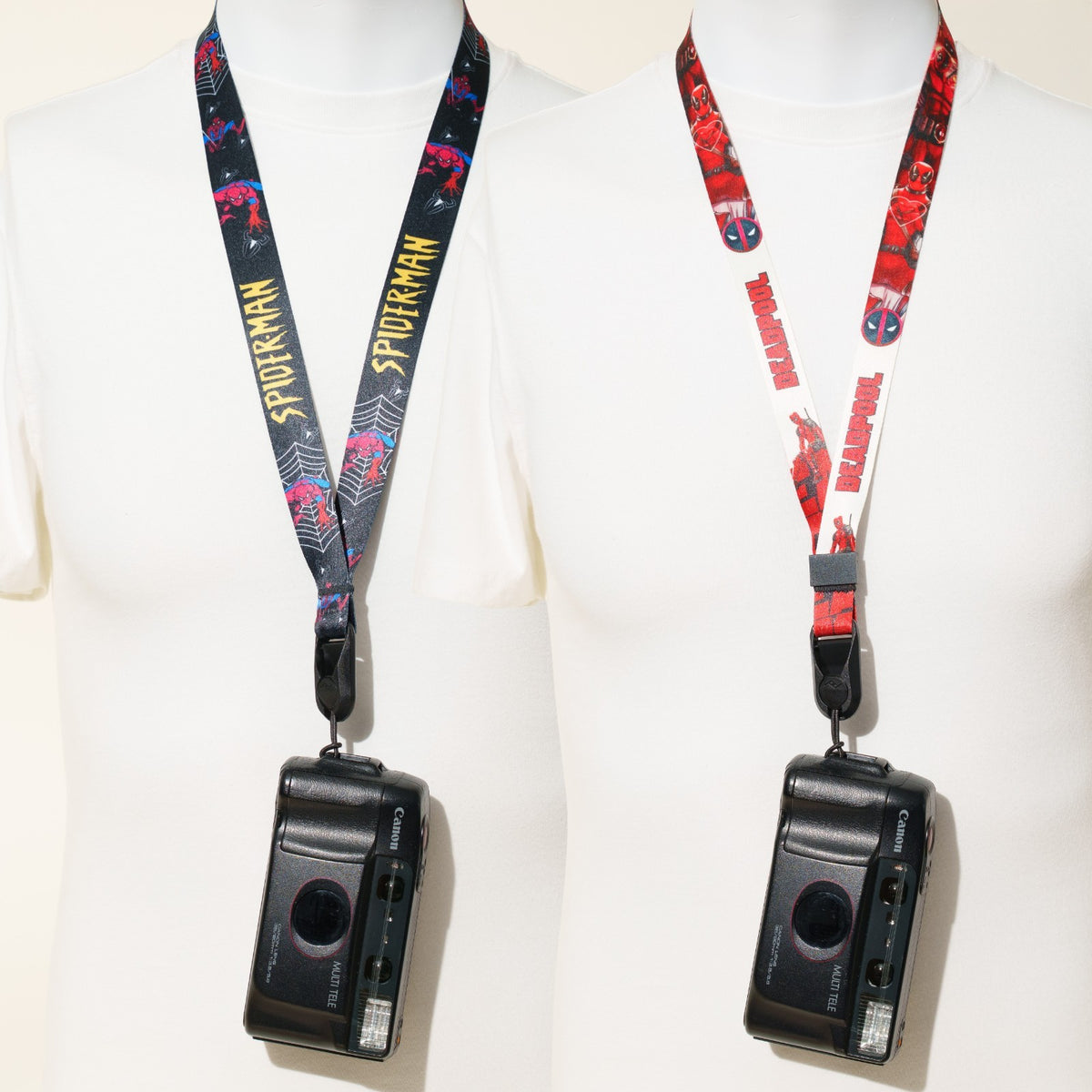 Superhero Print Camera Lanyard, Spider-Man or Deadpool, 1" x 38" + Peak Design Anchor