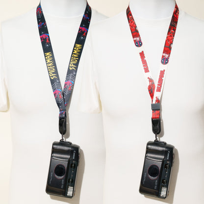 Superhero Print Camera Lanyard, Spider-Man or Deadpool, 1" x 38" + Peak Design Anchor