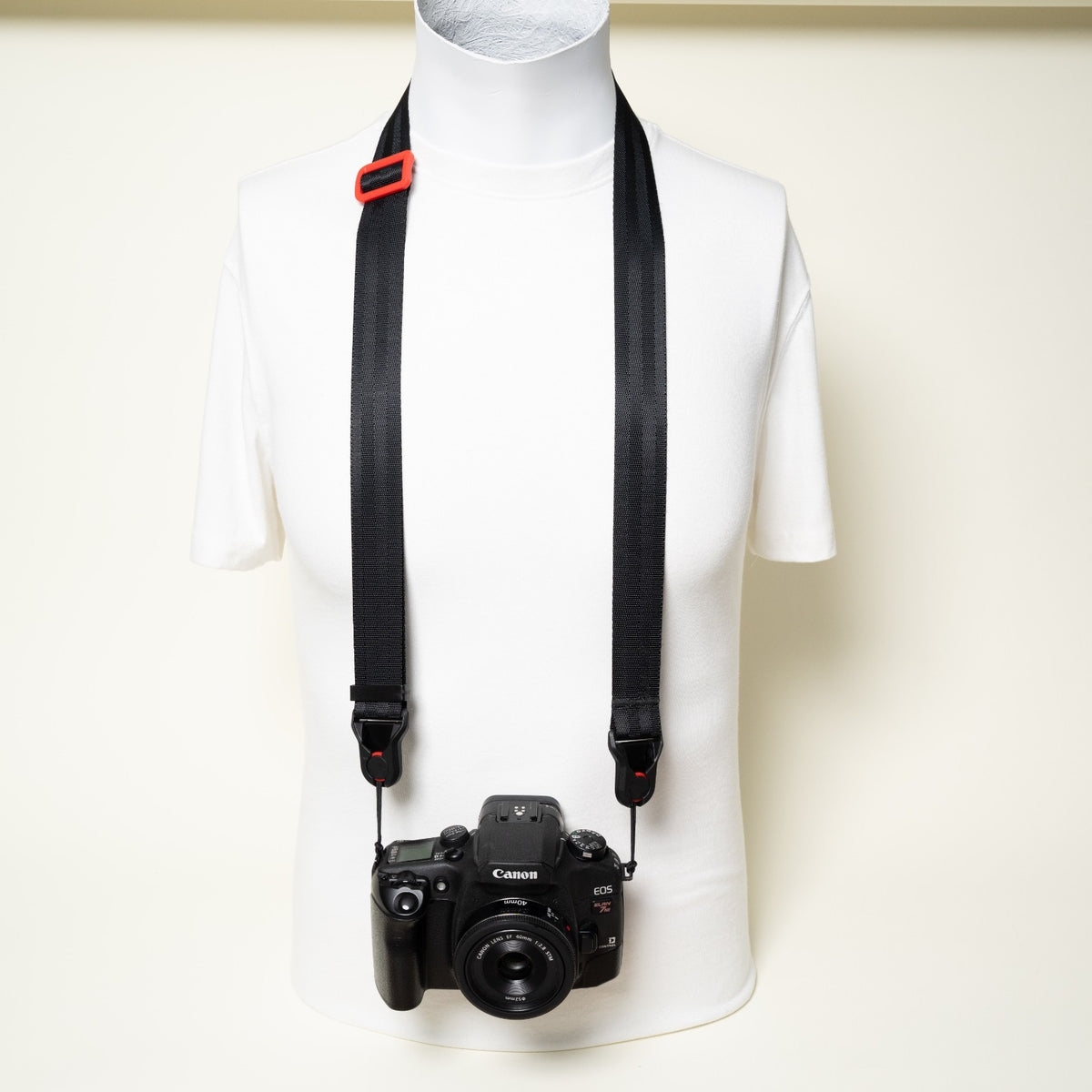 Black Nylon Camera Strap 1.25" with Color Tri-Glide + Peak Design Anchors