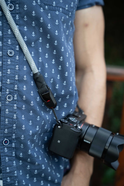 Grey Climbing Rope Camera Strap 42", Neck or Wrist + Peak Design Anchors