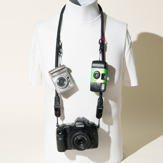 Black Climbing Rope Camera Strap 42" with Removable Loop Mounts + Peak Design Anchors