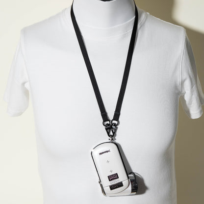 Slim Black Nylon Camera Neck Strap 32", Swivel Clasp Quick Release