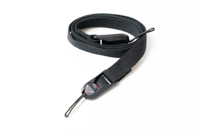 Black Cotton Canvas Camera Strap Combo, 42" Neck + Wrist Strap