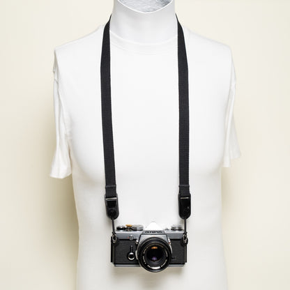 Black Cotton Canvas Camera Neck Strap, 40" x 3/4" + Peak Design Anchors