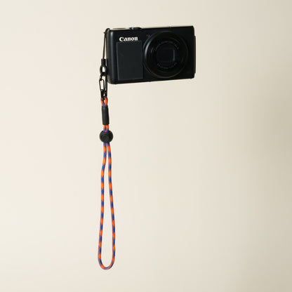Blue & Orange Paracord Camera Strap, 38" Lanyard or 16" Wrist